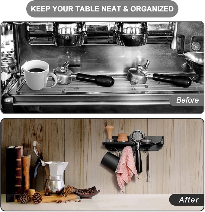Espresso Tamper Holder Station Laelr Wall Mounted Coffee Station Organizer Coffee Distributor & Tamper 54mm/2.1'' Portafilter Storage Wall Shelf Espresso Accessories Organizer Rack for Bar Home Office - Image 4