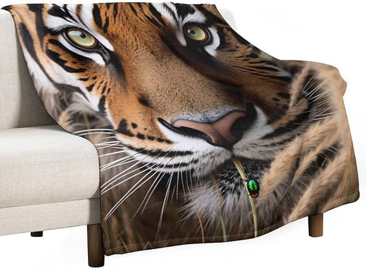 Beautiful Tiger Eye Grass Nose Super Soft Throw Blanket, Mystical Insect Brown Flannel Fleece Decorative Throw for Sofa Couch Bedroom Decor Outdoor Use 40"x50"