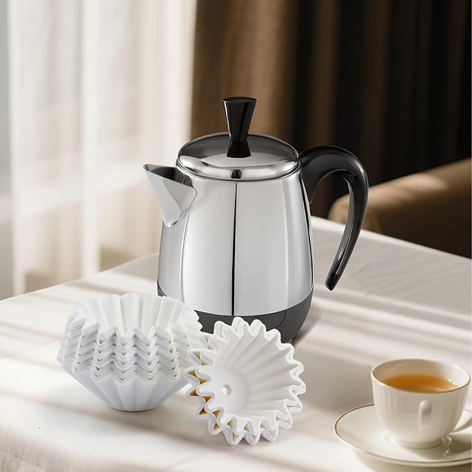 Coffee Filters Compatible with Farberware Coffee Percolator, 150 Pcs White Percolator Filters for Farberware FCP240/Yosemite, Coletti Bozeman 6/9 Cup, Elite Gourmet EC140