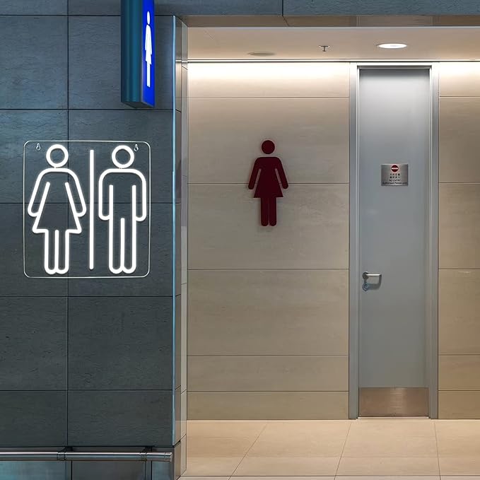 JFLLamp Toilets Neon Signs for Wall Decor Neon Lights for Bedroom Led Business Signs Suitable for Washroom Restroom Christmas Birthday Party Unique Gift for Lover, 5V Power Adapter, 13*12 Inch(White)