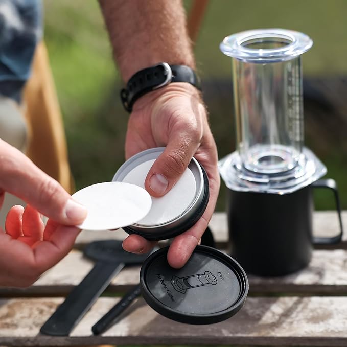 AeroPress Travel Coffee Filter Holder, Dual-Compartment Coffee Filter Case for AeroPress Standard and XL Filters, Waterproof Aluminum Storage for Paper and Metal Filters, Compact & Durable for Travel