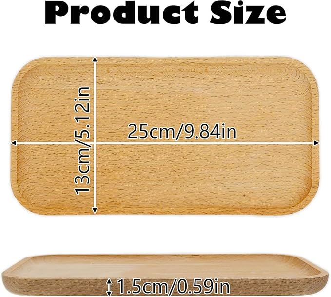 6 Pack Solid Wood Serving Platters and Trays of Natural Wood with Edge,Rectangular Avoid Sliding and Spilling Food (6pcs Wood*10x5 Inch)