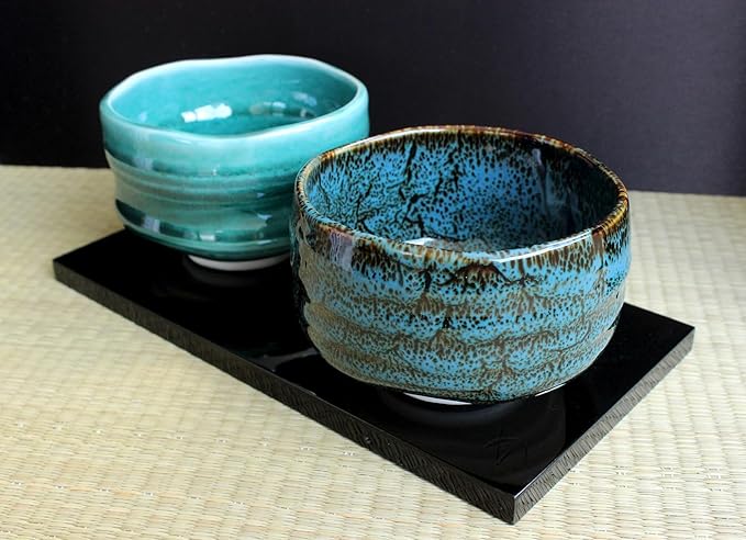 Japanese Traditional Handcrafted Matcha Chawan Tea Bowl Cup Ceremony Tableware Pottery (Shinryoku)