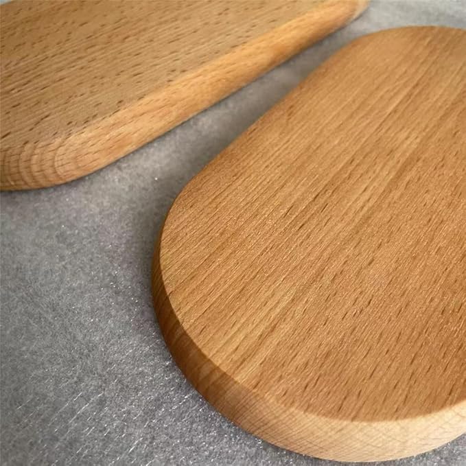 Mini Serving Tray for Jewellery Key Coin Set of 2, Oval Wood Natural Dessert Cup Tray, Small Wooden Cheese Plate, Tableware Decorative Tray