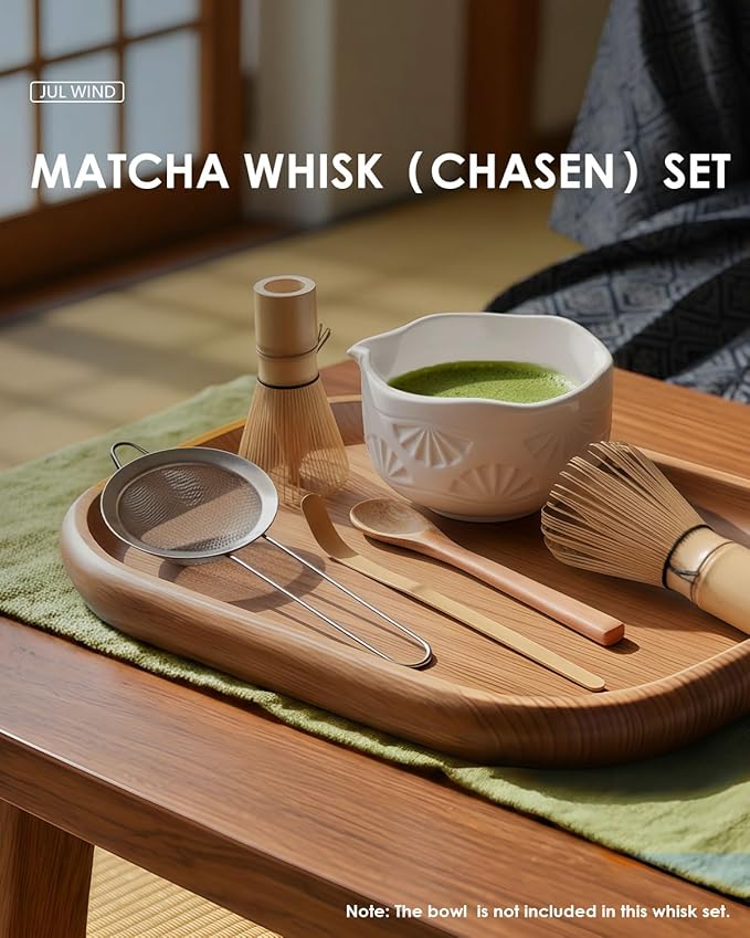 Bamboo Matcha Whisk Set with 2-pack 100% Natural Bamboo matcha Whisk,Sifter,Tea Scoop and Tea Spoon，Handcrafted Traditional Japanese Chasen, Matcha Kit for Authentic Matcha Tea Preparation