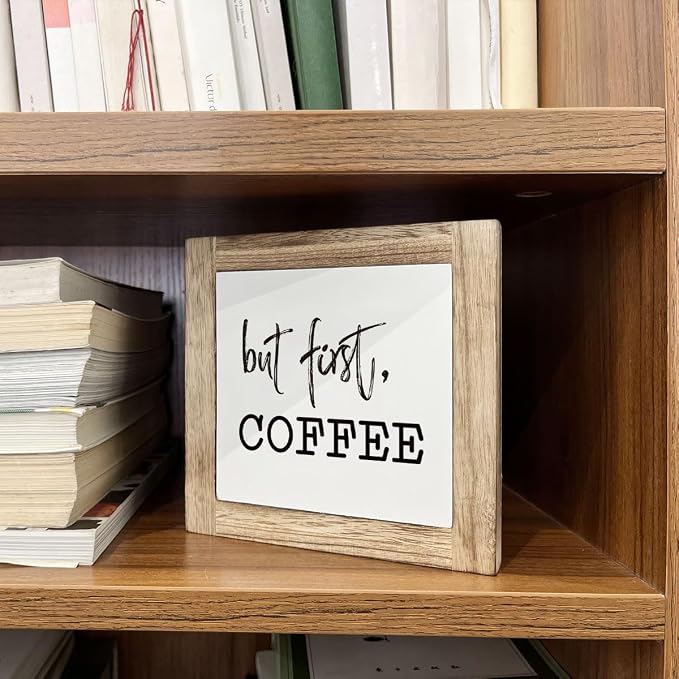 But First, Coffee Sign, Rustic White Wooden Box Sign, 5.9x5.9x0.7in, Home/Bar/Cafe Decor - Image 5