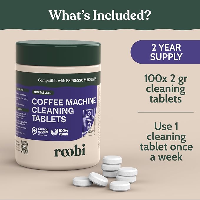 Roobi Espresso Machine Cleaning Tablets. Coffee Machine Cleaner Tabs. 100 Count Carbon Neutral Espresso Clean Pack. - Image 3