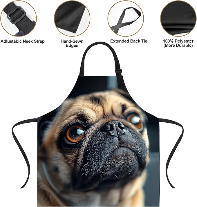 Funny Cat Apron with 2 Pockets Waterproof for Men Women Kitchen Garden Decor - Image 3