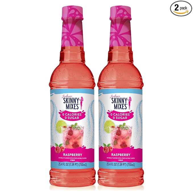 Jordan's Skinny Mixes Sugar Free Syrup, Raspberry Flavor, Fruit Flavored Water Enhancer, Drink Mix for Ice Tea, Lemonade & More, Zero Calorie Flavoring, Keto Friendly, 25.4 Fl Oz, 2 Pack by JordansSkinnyMixes