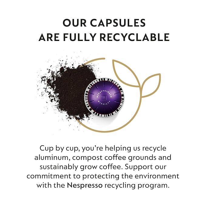 Nespresso Capsules Vertuo,Altissio Decaffeinato,Dark Roast Espresso,50-Count Espresso Pods,Brews 1.35 oz.,(Pack of 2)