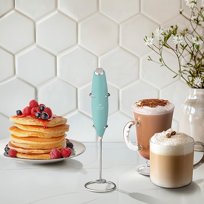 Zulay Kitchen Powerful Milk Frother Wand With 4 AA Duracell Batteries - Ultra Fast Handheld Drink Mixer - Electric Whisk Foam Maker for Coffee, Lattes, Cappuccino, Matcha & Creamer