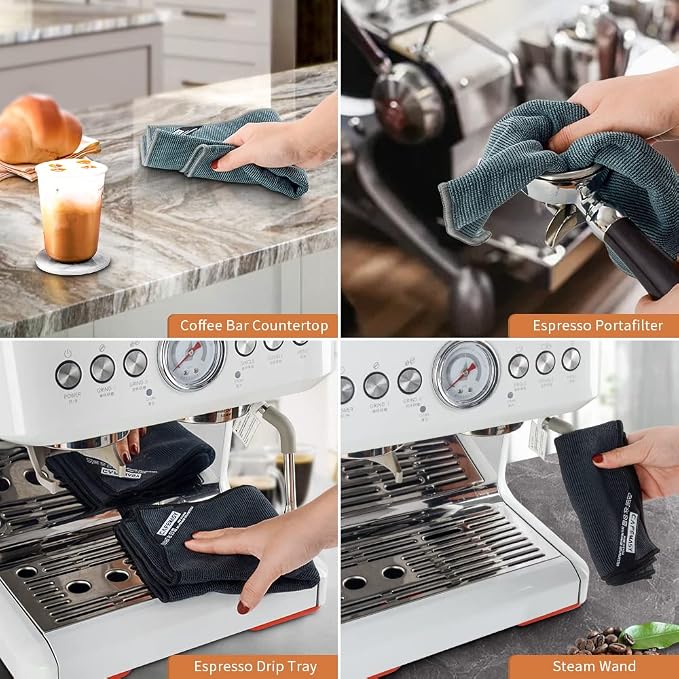CAFEMASY Barista Towels Espresso Bar Accessories 4 Pack Soft Absorbent Non-Abrasive Micro Cleaning Cloth for Barista to Clean Steam Wand Coffee or Espresso Machine - Image 5