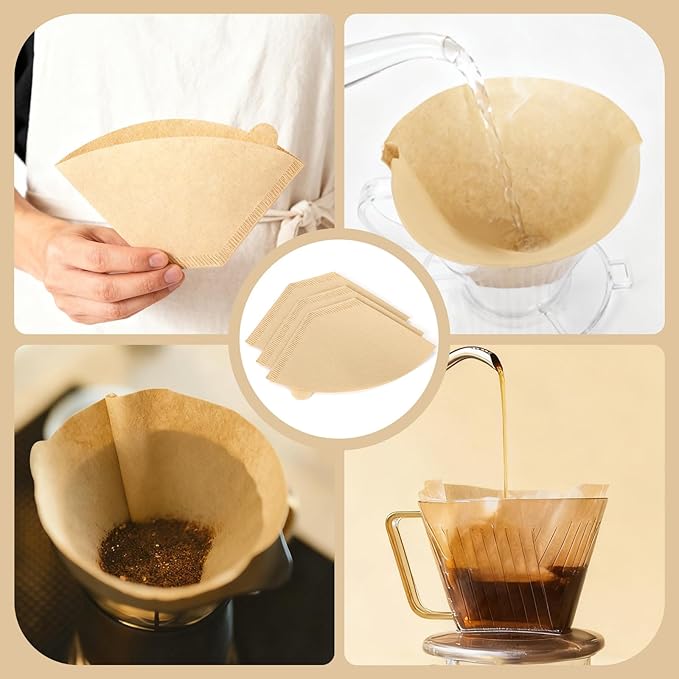 250 Count #2 Coffee Filters 2-4 Cup, Premiun Unbleached Natural Coffee Paper Filters, No Blowout, Disposable Coffee Filter Cone Paper for Pour Over and Drip Coffee Maker