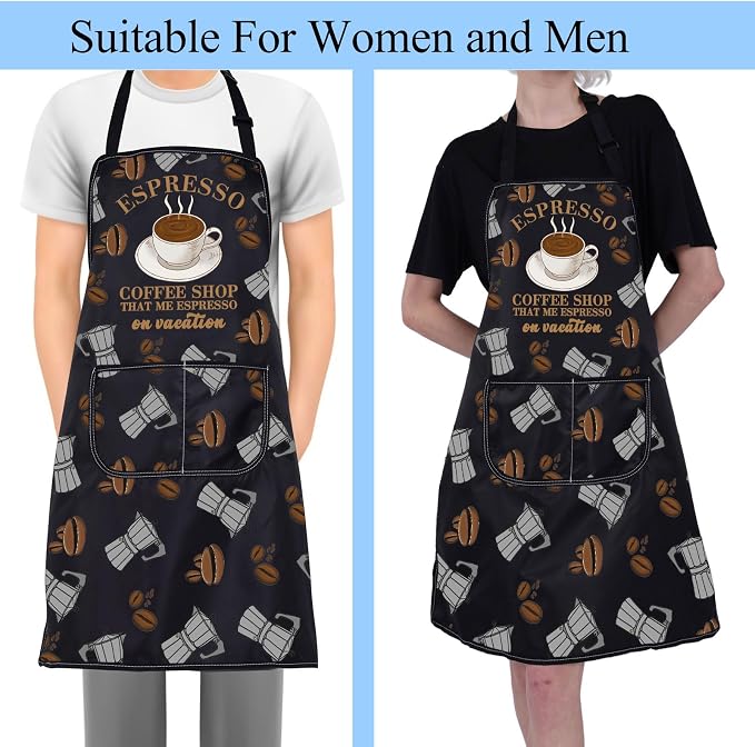 Coffee Barista Apron Coffee Gifts barista lover gifts Coffeees Themed Aprons Espresso Aprons Server Apron With Pockets - Image 6