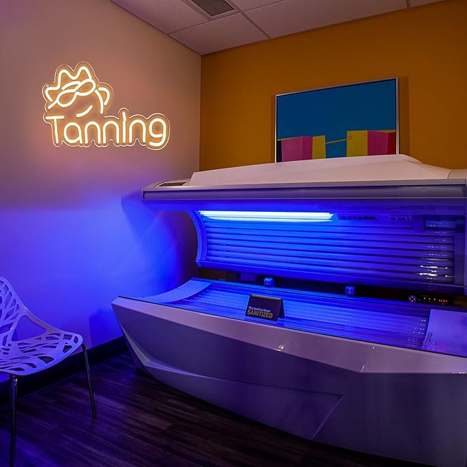 JFLLamp Tanning Neon Signs for Wall Decor Neon Lights for Bedroom Led Business Signs Suitable for Tanning Shop Christmas Birthday Party Unique for Lover, 5V Power Adapter, 16 * 10 Inch(Warm White)