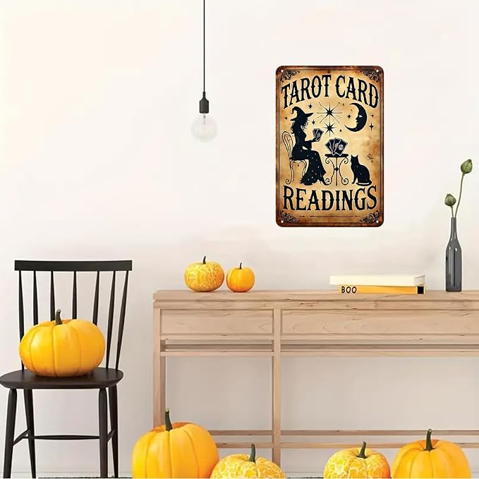 Vintage Cat Tarot Tin Sign Witch Moon Stars Metal Signs Print Aesthetic Room Decoration for Home Bedroom Dorm Bathroom Wall Decor 8 x 12 Inch - Image 3