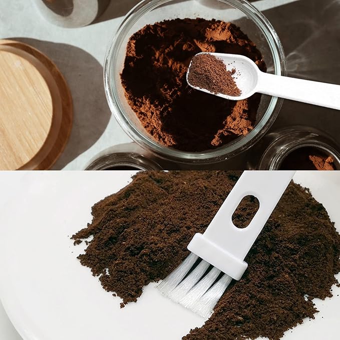 Coffee Spoon with Espresso Grinder Brush 4 PCS 2 in 1 Brush for Cleaning Espresso Machines & Scooping Tea Powder, Coffee Tool for Barista Home Kitchen Café (2 PCS White, 2 PCS Black) - Image 4