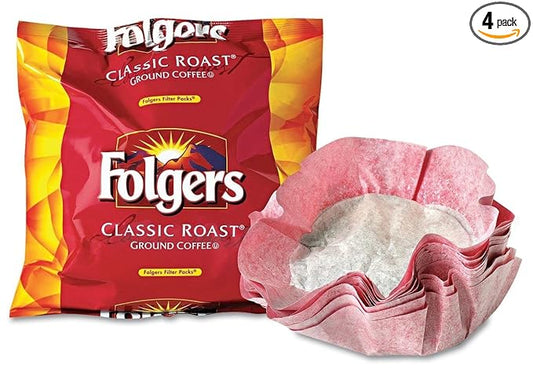 Folgers Classic Roast Filter Packs, Premeasured Ground Coffee and Filter in a Single Pouch, 160 Count (Pack of 4)