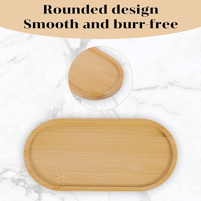 2PCS Bamboo Soap Dish Dispenser Small Wood Bath Tray Wooden Bathroom Countertop Trays Kitchen Tray Sink, Vanity Dresser Jewelry Ring Dish Comestic Holder Bathtub Small Items Organizer