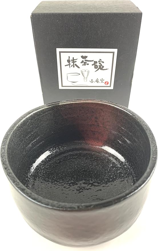 JapanBargain, Japanese Matcha Bowl Chawan Porcelain Tea Bowl for Green Tea Ceremony, Black/Red, Made in Japan