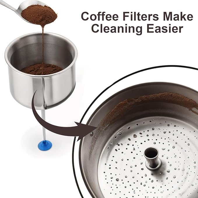 200 Count Disc Coffee Filters, 3.5in Natural Percolator Coffee Filters for Percolator Coffee Pot and Flat Bottom Basket