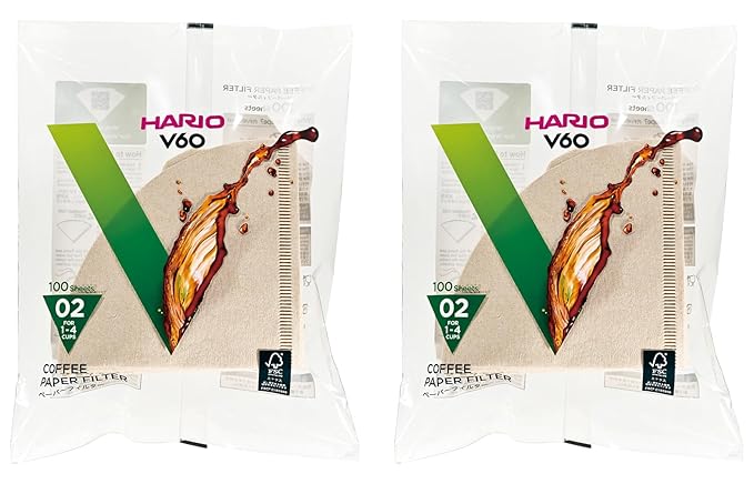 HARIO VCF-02-100M Paper Filter for V60, 06.6 ft (02 m), For 1-4 Cups, 200 Sheets