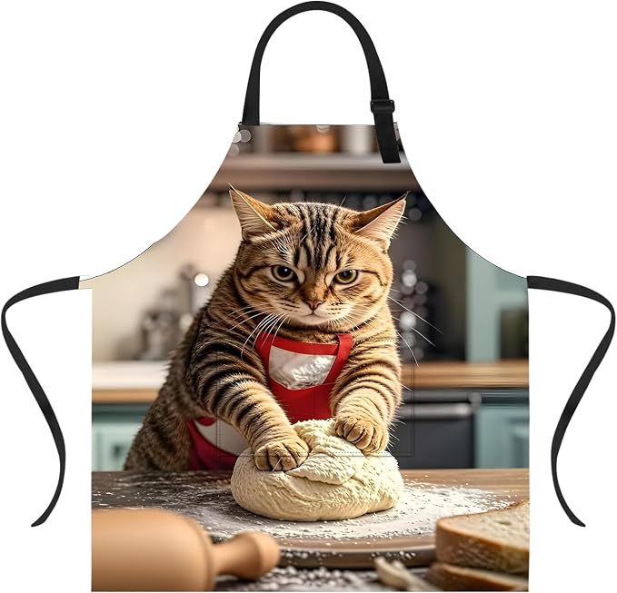 Funny Cat Apron with 2 Pockets Waterproof for Men Women Kitchen Garden Decor by THISFIND