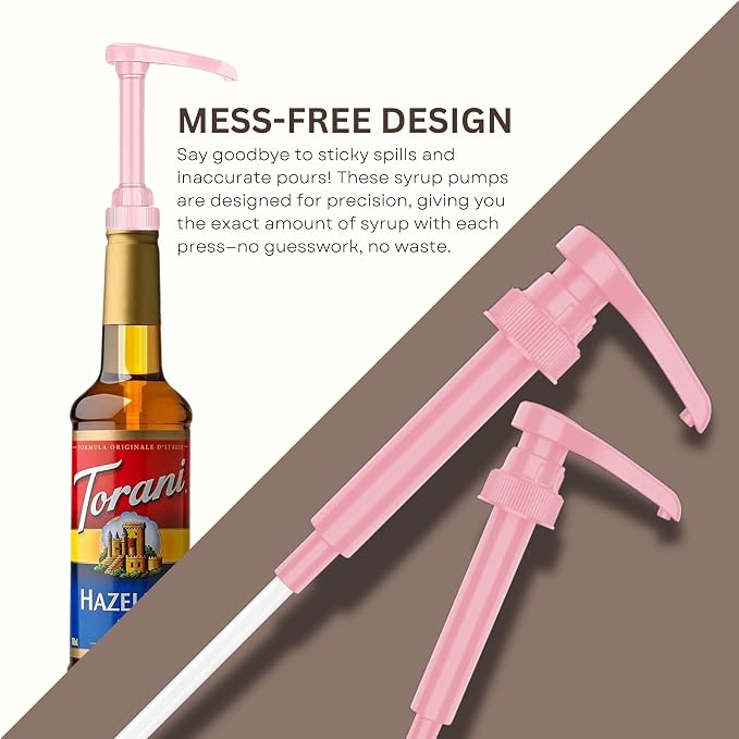 Syrup Pump Compatible with Torani, Davinci and Skinny (Set of 2) - fits Bottles (25.4 oz-750ml) (Pink) - Image 4