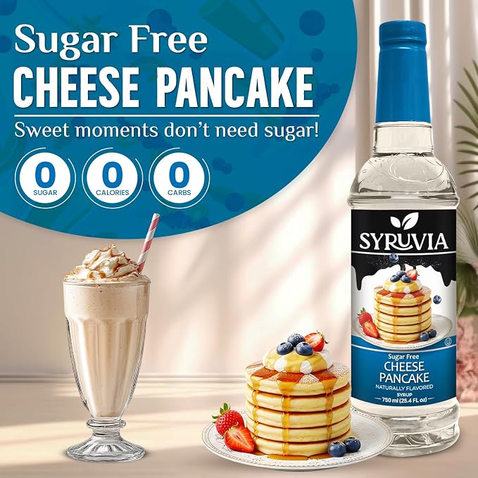 Syruvia Sugar Free Coffee Syrup, Cheese Pancake Flavored Syrup for Drinks, Lattes and Desserts – 25.4 fl oz, With Pump - Image 3