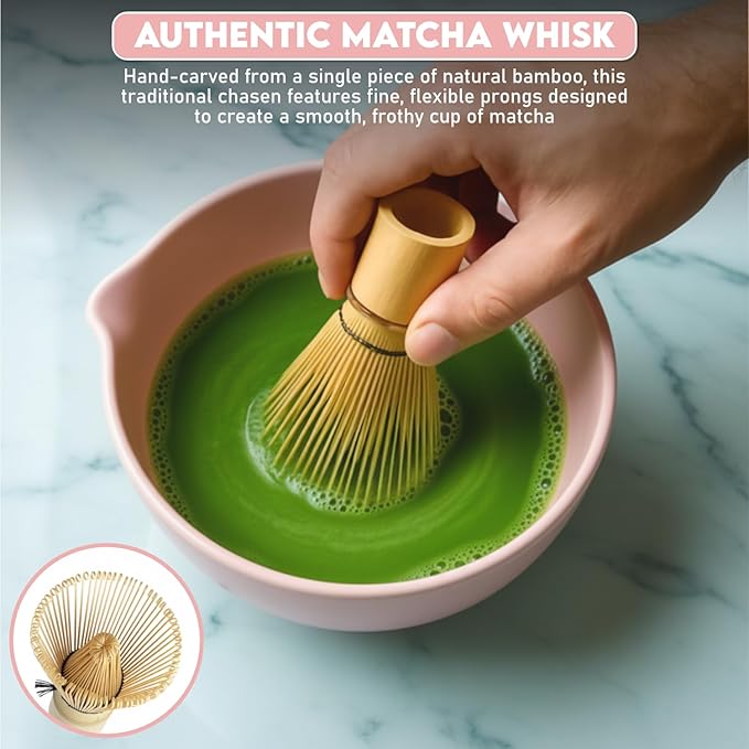 10-Piece Matcha Whisk Set | Complete Matcha Tea Kit with 17oz Ceramic Bowl, Bamboo Whisk & Scoop, Whisk Holder, Stainless Steel Sifter, Measuring Cup, Powder Caddy, Tea Towel | Gift-Ready Matcha Set