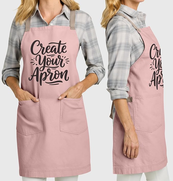 TEEAMORE Custom Apron with Pockets for Women Men Add Your Text Logo Chef Kitchen Cotton Adjustable Crossback Straps - Image 4