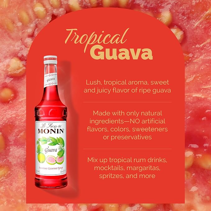 Monin - Guava Syrup | Premium Syrup for Frozen Drinks, Cocktails & More | Clean Label with No Artificial Flavors, No Artificial Preservatives (BPA-Free Glass Bottle, 750 ml) - Image 3