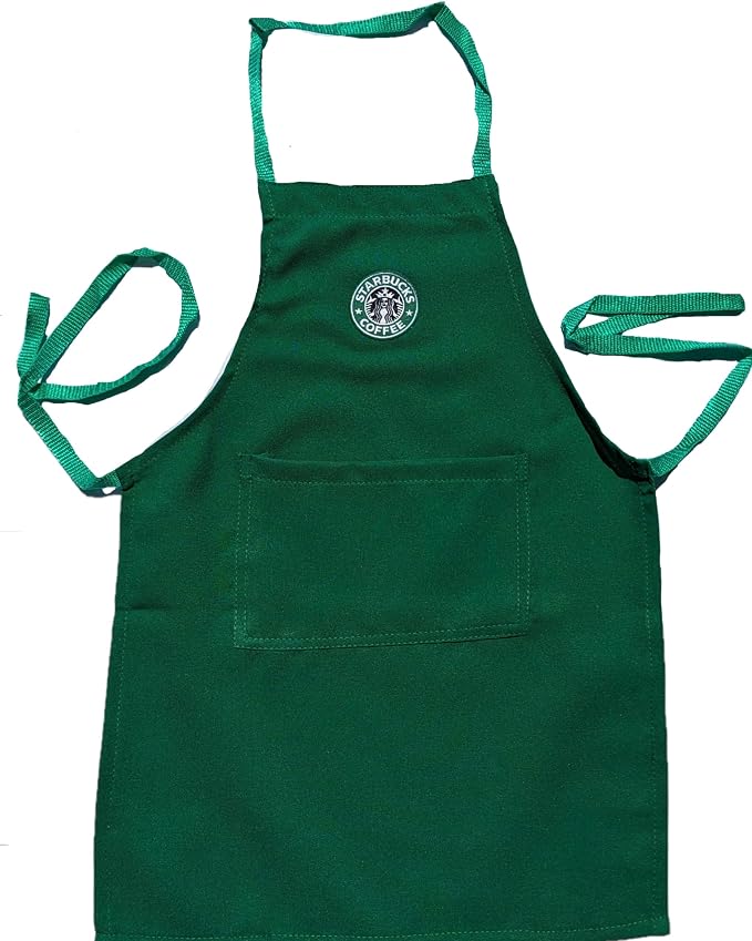 Beautiful Kelly Green Apron Center Pocket Embroidered Logo Patch (Kids M Apron (8-12 yrs) + CAP) by Unknown