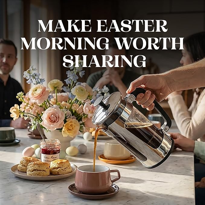 ESPRO P5 French Press Coffee Maker – Patented Double Micro-Filter for Grit Free Brew, Heat-Resistant Thicker Borosilicate Glass Coffee Press – 32 oz