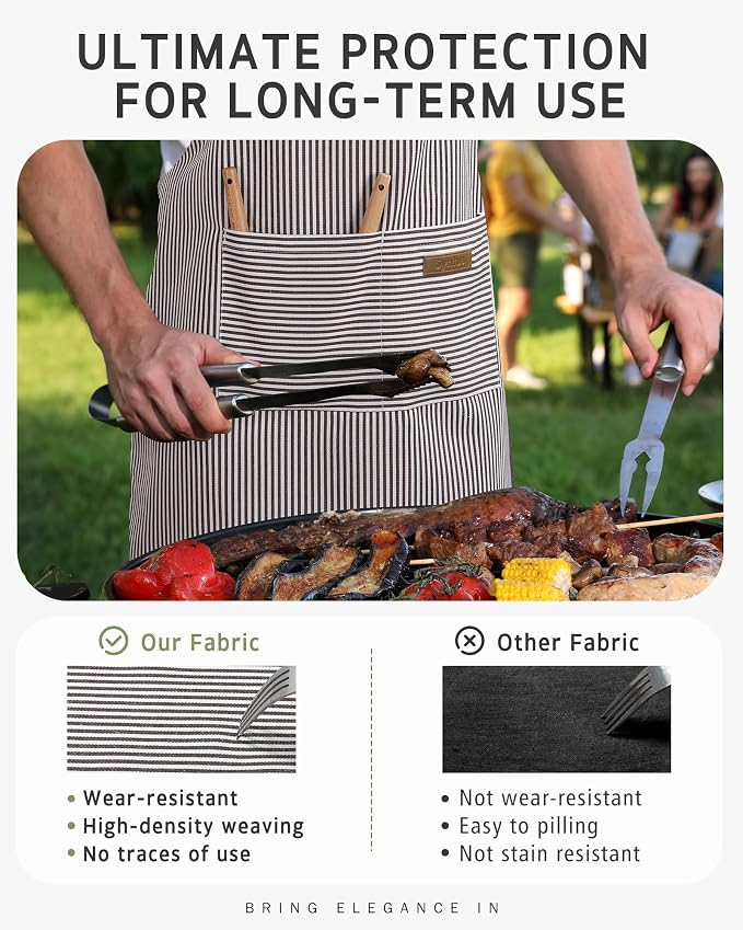 Syntus Chef Apron for Men Women with Pockets, Thick Grilling BBQ Apron | Machine Washable, Thick & Soft, Full Coverage, Adjustable Strap, Long Ties, 2 Pockets, Multi-Purpose, BBQ, Gift - Image 6