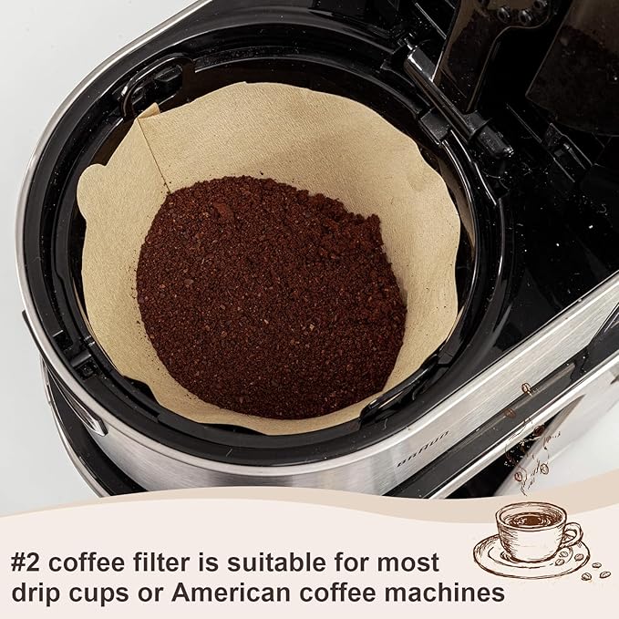 Coffee Filters #2, 100 Pcs Unbleached 2 Cone Filters Paper, Natural Disposable Coffee Filter Compatible with Drip and Pour Over Coffee Maker