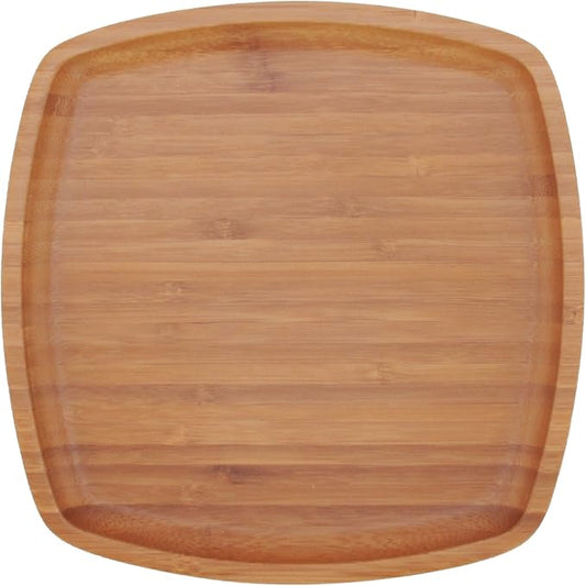 BambooMN 8" x 8" Bamboo Ecoware Reusable Dinnerware Square Plates for Catered Events, Holidays, or Home Use Supplies, 4 Pcs