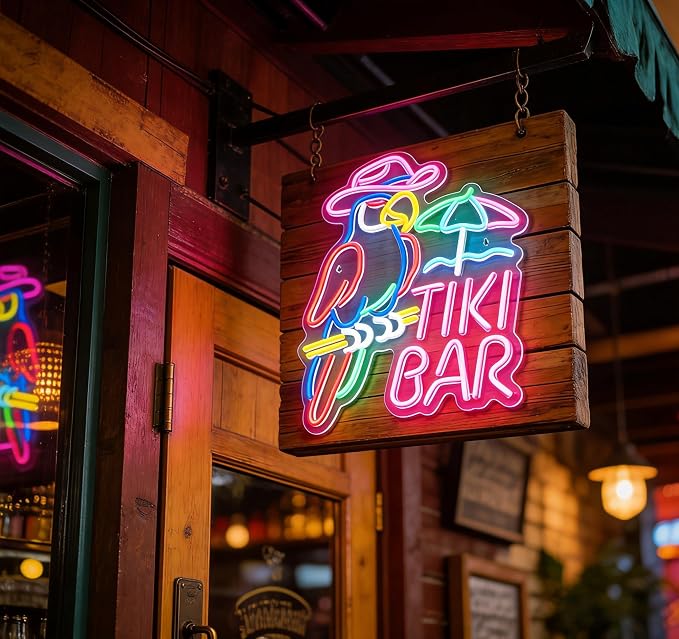 Tiki Bar LED Neon Sign, USB Powered Decorative Neon Light for Bar Party Home Patio Living Room Wall Table Tiki Theme Decor 12.6 x 16.9 In - Image 5