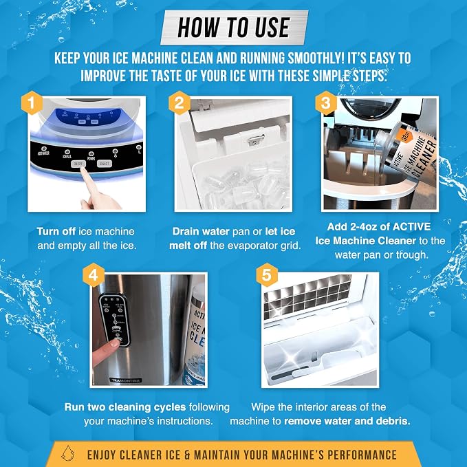 ACTIVE Ice Machine Cleaner Maker Descaler - 32 fl oz (8 Uses) Nickel Safe Ice Maker Cleaner Solution - Compatible with Whirlpool 4396808, Scotsman,Manitowoc,Hoshizaki, GE Opal Cleaning Kit - USA Made - Image 3