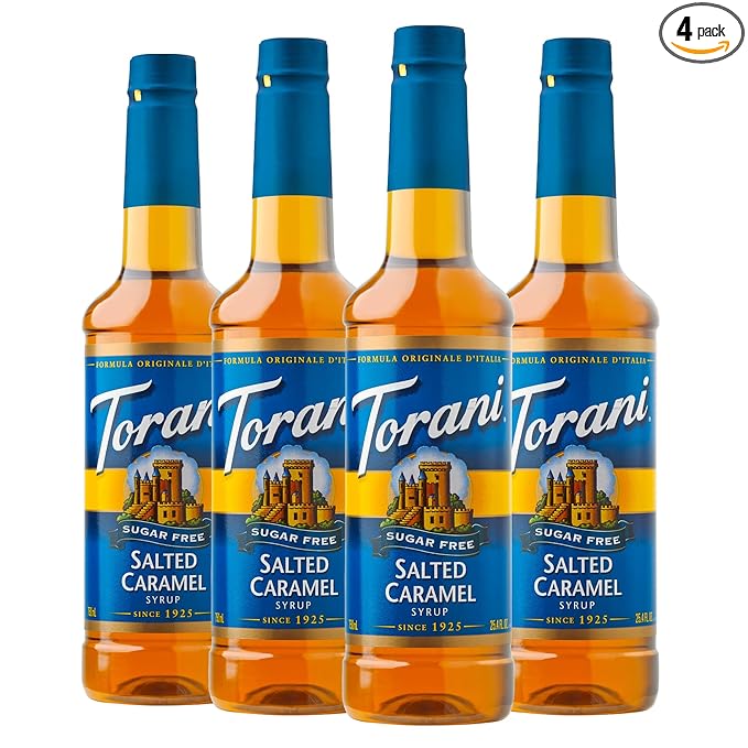 Torani Sugar Free Salted Caramel Flavored Drink Syrup, 25.4 fl oz (Pack of 4)