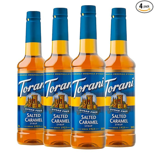 Torani Sugar Free Salted Caramel Flavored Drink Syrup, 25.4 fl oz (Pack of 4)