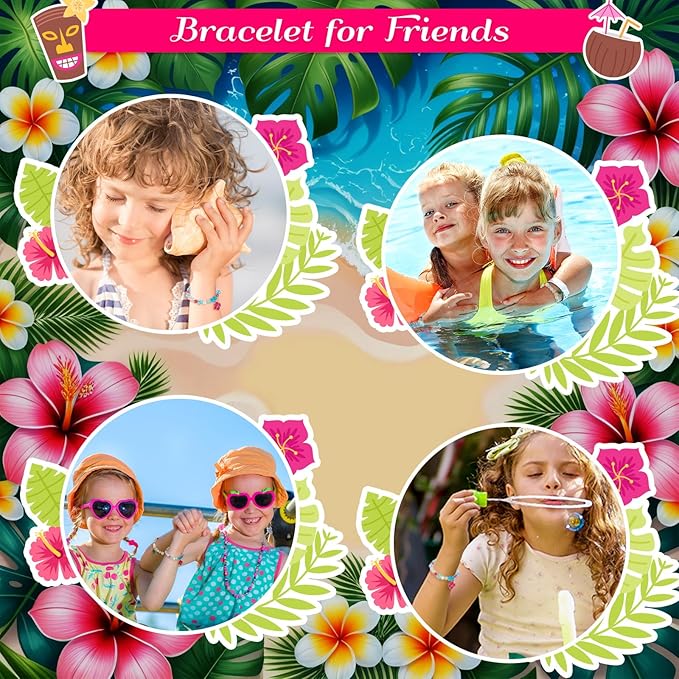 Ecally 12 Pcs Hawaiian Princess Party Favors Tropical Party Decorations Palm Leave Aloha Hibiscus Flowers Hawaii Bracelets Bulk Animation Themed Birthday Supplies for Women