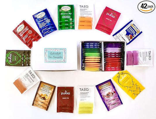 LulusLoft Tea Sampler Gift Box - 42 Teas - 14 Flavors From Top Brands