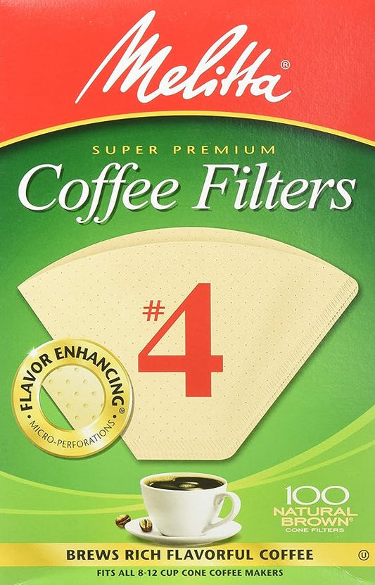 Melitta Cone Coffee Filters, Natural Brown #4, 300 Count (Pack Of 3)