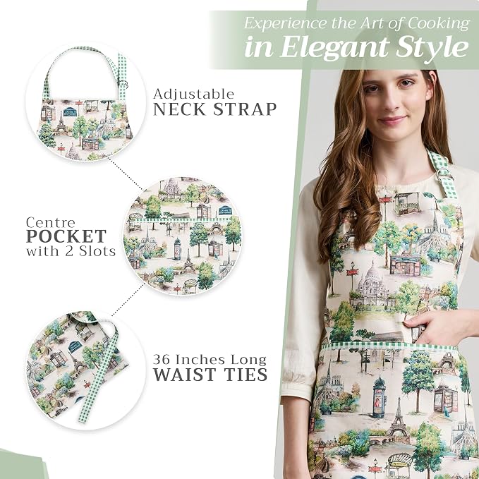 Maison d' Hermine 100% Cotton Apron for women with Pocket Kitchen Chef Apron for Men Cooking Mothers Day Gifts - Image 5
