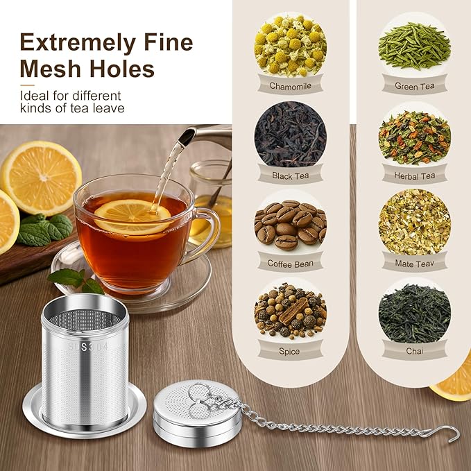 ‌Loose Leaf Tea Steeper with Ultra-Fine Mesh - ‌Premium Stainless Steel ‌Tea Infuser‌‌ & ‌Tea Strainer‌ for Herbal/Black/Rooibos Teas, Durable ‌Tea Ball‌ with Leak-Proof Design