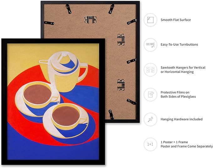 Poster Master Vintage Food & Drink Poster - Retro Colorful Coffee Print - Café Wall Art - Gift for Barista, Coffee Lovers, Café Owner - Decor for Dining Room, Kitchen, 8x10 Black Framed