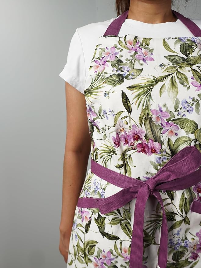100% Cotton Printed Kitchen Apron with 2 Pockets for Men and Women – Adjustable Chef Apron - Machine Washable - Image 4