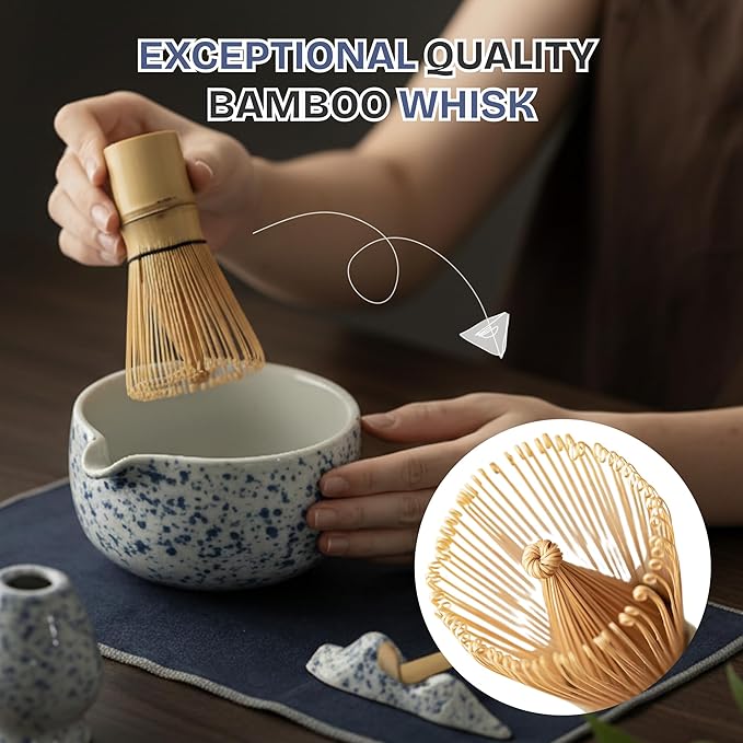 Ceremonial Matcha Kit – Japanese Matcha Whisk Set with Bowl, Bamboo Chasen, Scoop & Sifter – Traditional Matcha Making Set for Beginners