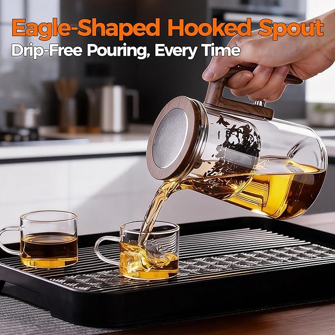 Enchanted Tea Pot, Magic Tea Pot for Loose Leaf Tea Steeper, Heat Resistant Borosilicate Glass Teapot with Tea Infuser, Ideal Gift for Tea Lovers - 34 oz (1000 ml)